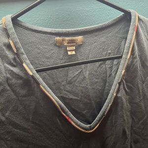 Burberry Blue Vneck Peplum Top Medium